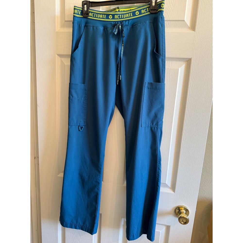 Med Couture Activate Scrub Pants Teal Blue Cargo 4-Way Stretch 8758 Small